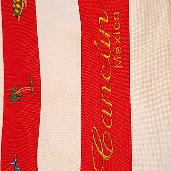 NEW Cancun Canvas Beach/Tote Bag, Red & White Stripes, Washable! - Picture 8 of 9